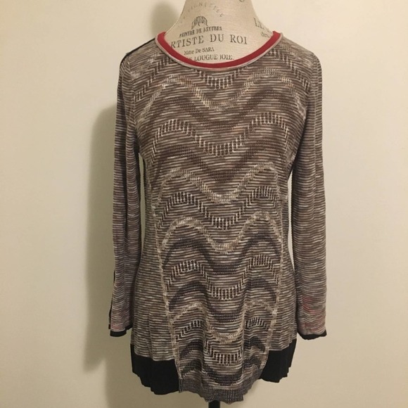 Nic+Zoe Petite Medium Sweater Red & Tan Sweater - Picture 1 of 6